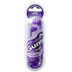 🌹10 for 100$🌹. JVC Gummy purple stereo headphones with remote and microphone